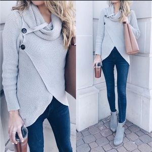 Women's Gray Cowl Neck Sweater size L